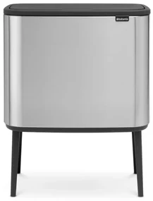 Cos pentru gunoi Brabantia Bo Touch 651115, 11+23 L, Inchidere usoara, Baza antiderapanta, Rezistent la amprente, Inox/mat