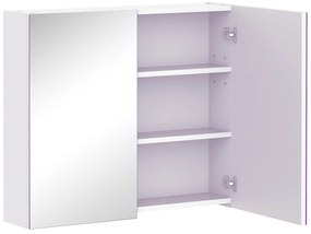 HOMCOM Dulap baie suspendat pe perete cu oglindă 70 x 60 cm cu raft reglabil, oglindă baie cu depozitare, alb | Aosom Romania