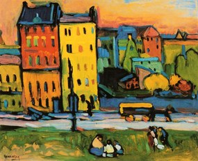 Reproducere Houses in Munich (1908), Wassily Kandinsky