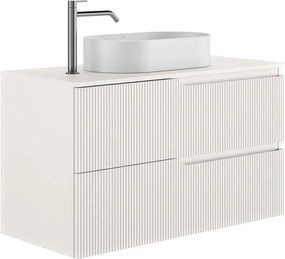 Set dulap baza suspendat Gala Canaletto 2 sertare 100 cm cu blat finisaj alb mat