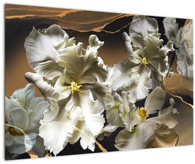 Tablou - Flori de orhidee pe fundal de marmură (90x60 cm)