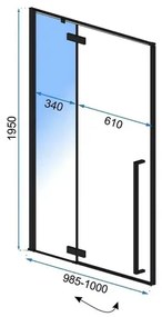 Usa de nisa batanta Rea Fargo 100 cm sticla 6 mm negru