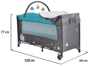 Patut pliant transformabil in tarc copii NOVOKIDS™ Sleepy NEST, 60X120 cm, 2 Niveluri, Masa infasat, Jucarie Carusel cu jucarii din plus, Fermoar