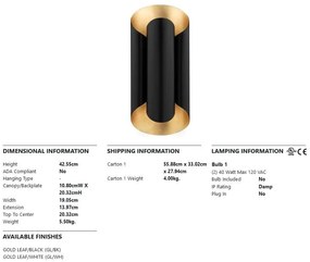 Aplica de perete design modern BANKS negru/auriu