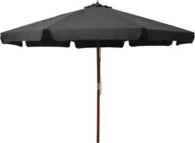vidaXL Umbrelă de soare de exterior, stâlp din lemn, antracit, 330 cm