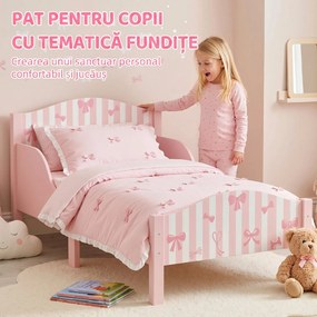 AIYAPLAY Pat Montessori pentru Copii 3-6 Ani Design în Formă de Fundă cu Protecții Anti-cădere, 146 x 76,5 cm, Roz | Aosom Romania
