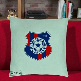 Perna Personalizata FC Bihor Oradea 1902 Fotbal, 40x40 cm, Verde Menta, Husa Detasabila, Perna Inclusa, BEKZ®