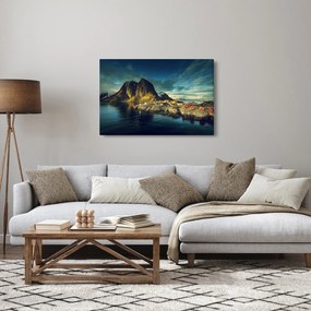 Tablou cu sat de pescari din Norvegia (90x60 cm)