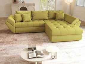 Colțar extensibil dumonde cu ladă de depozitare si sezut confortabil din spuma high-density, Loana Enjoy Green II 270x185 cm