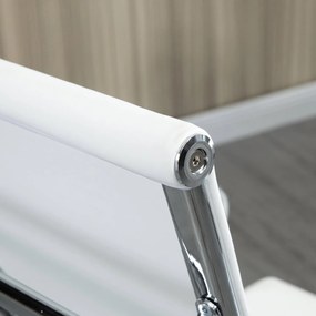Vinsetto Scaun de birou ergonomic din piele ecologică, cu rotire și balans, 54x62x104-114 cm, alb | Aosom Romania