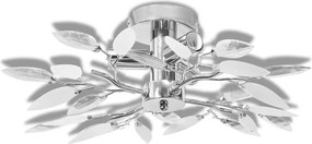 vidaXL Lustră cu frunze cristal acrilic, alb/transparent, pentru 3 becuri E14