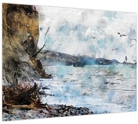 Tablou pe sticlă - Recif, acuarelă (70x50 cm)