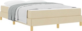 vidaXL Pat cu arcuri cu saltea Crem 140 x 190 cm țesătură