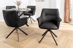 Set 2 scaune Pivotante, Piele Naturala LE GRAND negru