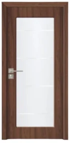Usa Interior din MDF Novo Doors ND110-1, Cadru din Lemn Masiv, Geam Sablat, KIT COMPLET, Toc , Manere si balamale incluse (Culoare: Gri, Dimensiune: