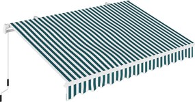 Outsunny Copertină Retractabilă cu Braț Pliabil și Protecție UV, 395x 245 cm, Verde și Alb | Aosom Romania