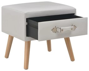 247536 vidaXL Noptieră, alb, 40 x 35 x 40 cm, piele ecologică