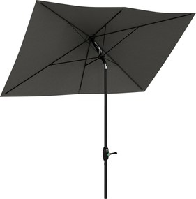 Outsunny Umbrelă de Soare Dreptunghiulară, Umbrelă pentru terasă cu înclinare și deschidere cu manivelă, 300x200x248 cm, Gri | Aosom Romania