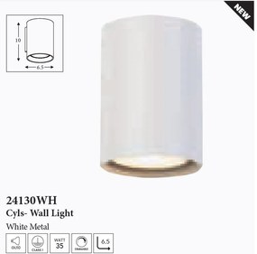 Aplica iluminat ambiental metal alb Cyls