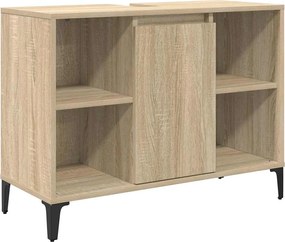 vidaXL Dulap de chiuvetă cu raft cu ușă Stejar Sonoma 80 x 33 x 60 cm