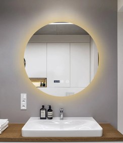 Oglindă Baie LED și Dezaburire Elit's Premium cu Senzor Touch, Lumina Rece, Caldă și Neutră, 80 cm, lumina ambientala spate