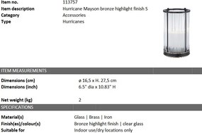 Suport lumanare design LUX Mayson S, bronz lucios 113757 HZ