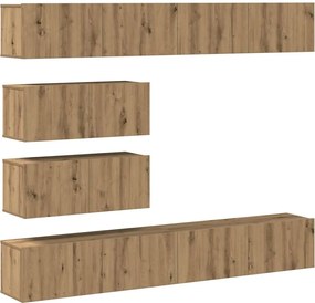 vidaXL Set dulap TV 6 piese montat pe perete Stejar artizanal