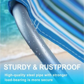 Sezlong pliabil de plaja SAND, albastru-alb