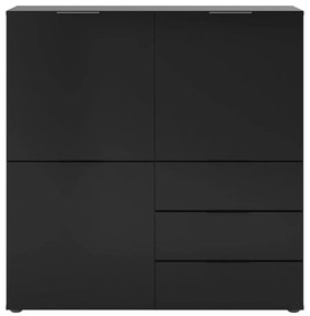 443703 FMD Comodă cu 3 uși și 3 sertare, negru