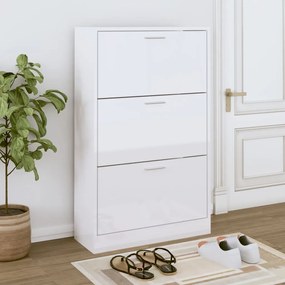 vidaXL Pantofar, alb extralucios, 63x24x103 cm, lemn compozit