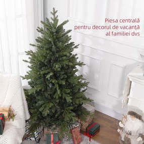 HOMCOM Brad de Crăciun Artificial cu 1309 Crengi, Pliabil cu Bază Metalică, Ø105x150 cm, Verde | Aosom Romania
