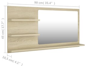 Oglinda de baie, stejar Sonoma, 90 x 10,5 x 45 cm, PAL Stejar sonoma