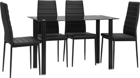 HOMCOM Set 5 piese set sufragerie masă cu 4 scaune, design modern, masă din sticlă, Negru | Aosom Romania