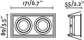 Rama Spot incastrabil tavan orientabil HYDE SQ 2L alb