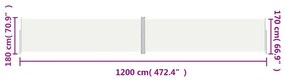 Copertina laterala retractabila, crem, 180x1200 cm Crem, 180 x 1200 cm
