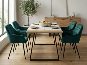 Fotoliu de dining verde inchis LOREN VELVET cu picioare negre