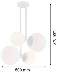 Lustră pe tijă ASPEN 4xE27/15W/230V albă Argon 1644