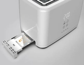 Prăjitor de pâine AENO ATS0002W, 930 W, 7 trepte, comandă tactilă, temporizator invers, protecție împotriva blocării, silențios, alb