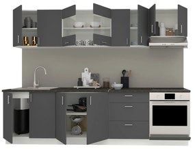 Set Bucatarie Karo V22, Antracit/Alb, Blat Thermo 28 mm, L 280 cm