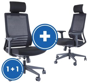 Scaun de birou Claudio 1 + 1 GRATUIT, negru