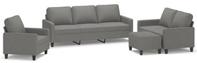3153698 vidaXL Set de canapele cu perne, 4 piese, gri închis, textil