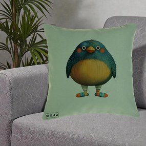 Perna Decorativa Pasare Teal cu Sosete Dunghi, 40x40 cm, Verde, Husa Detasabila, Perna Inclusa, BEKZ®