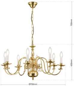 Candelabru 8 brate design clasic FLAMISCH, alama lucioasa