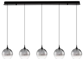Lustra moderna cu 5 pendule LED, Metal, Sticla, Fumuriu, ORENDA