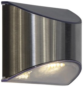 Set de 2 lămpi de perete solare cu LED-uri din oțel inoxidabil Star Trading Wally, înălțime 8 cm