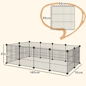 PawHut Țarc Modular pentru Animale de Companie de Talie Mică cu Panouri și Accesorii, 140x70x35 cm, Negru | Aosom Romania