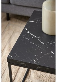Măsuță de cafea neagră cu blat cu aspect de marmură 55x110 cm Barossa – Actona