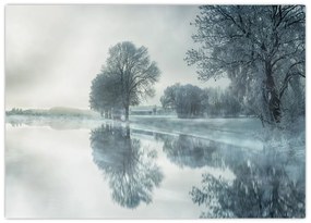 Tablou pe sticlă cu natura iarna (70x50 cm)