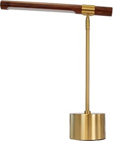 Lampa de birou LED din otel cu efect de nuc Gold steel