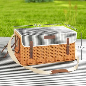 Outsunny Coș Picnic Răchită Bej cu Set | Aosom Romania